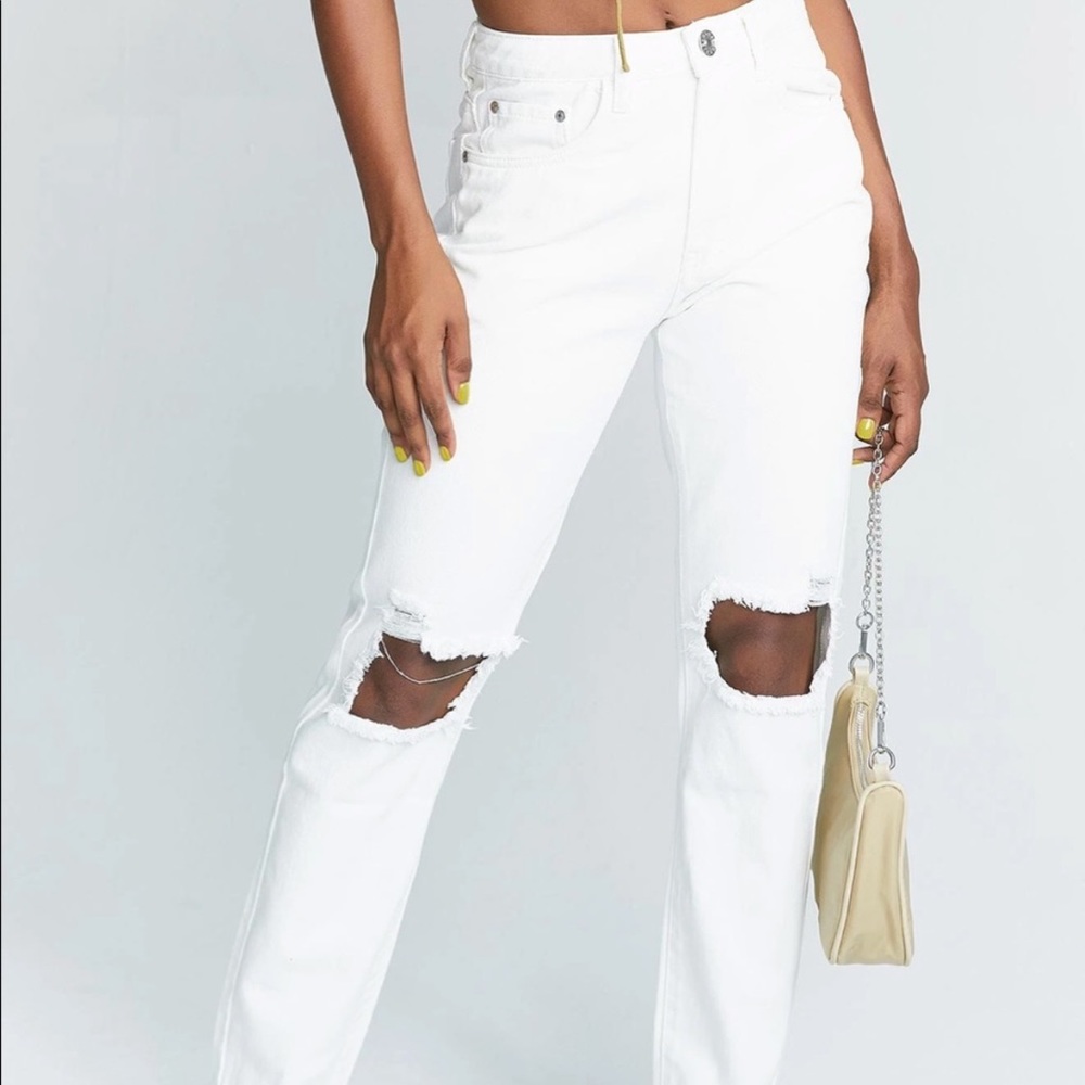 Princess Polly White Ripped Jeans- Size 6